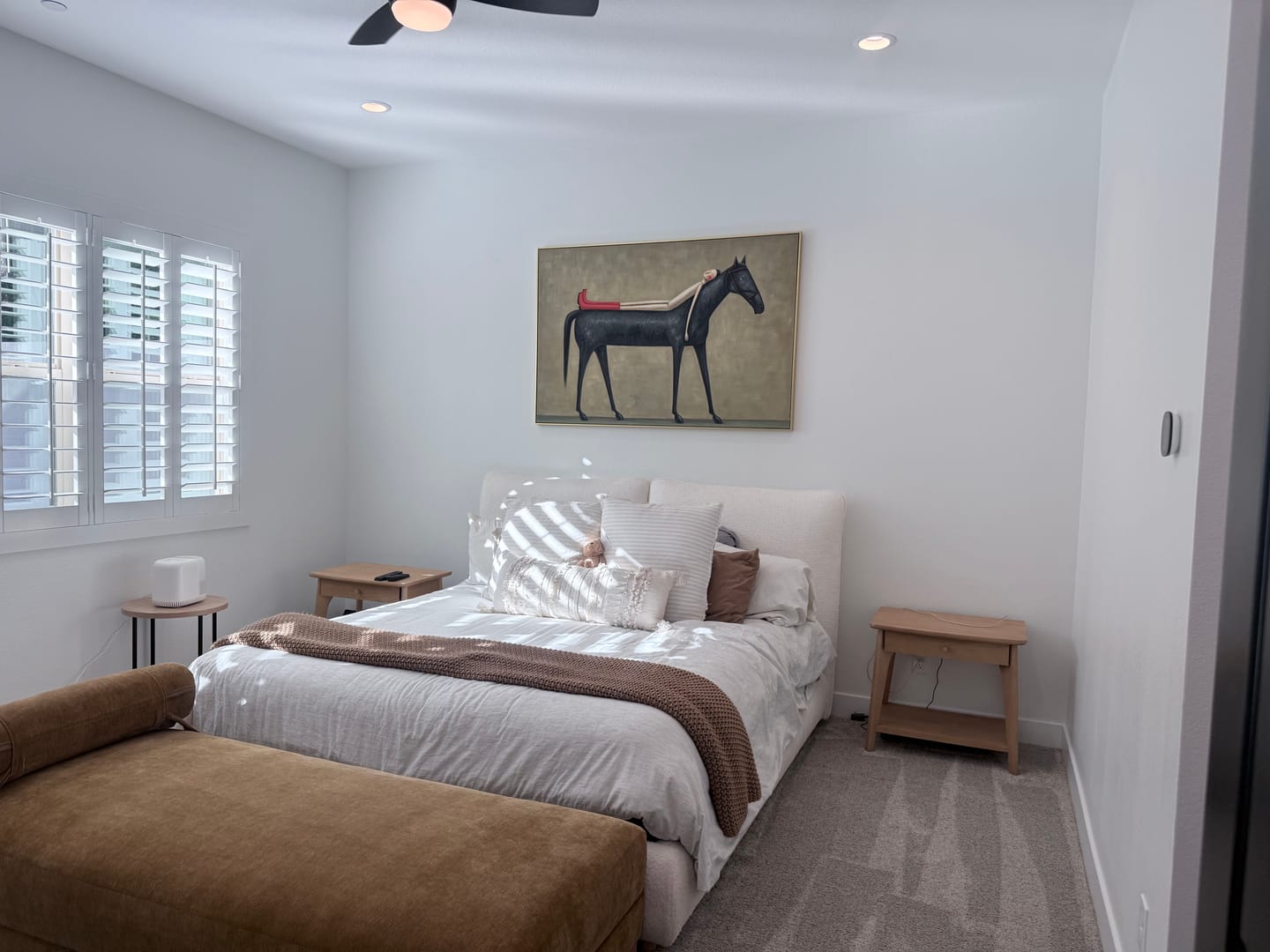 Customer photo review of Dreamy Companion – Modern Whimsical Canvas Art | Minimalist Surrealism Living Room Art