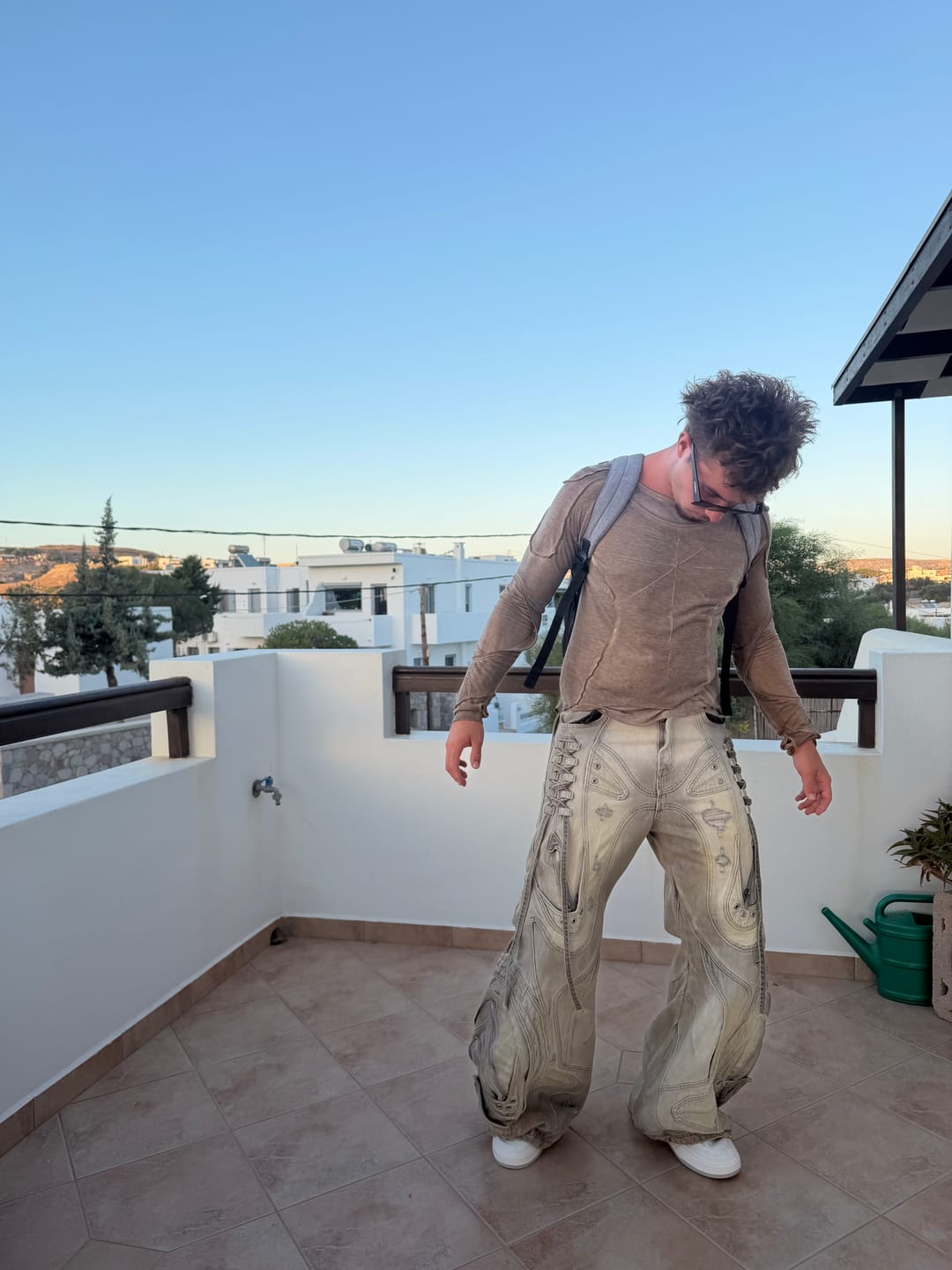 Customer photo review of Personsoul Deconstructed Faux-Layer Long-Sleeve T-Shirt In Brown