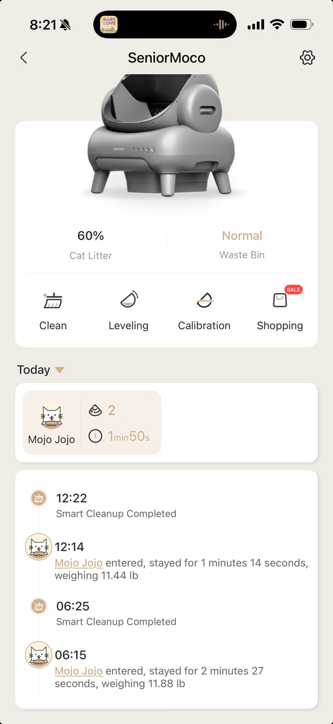 Customer photo review of Neakasa M1 Plus Open Top Self-Cleaning Cat Litter Box