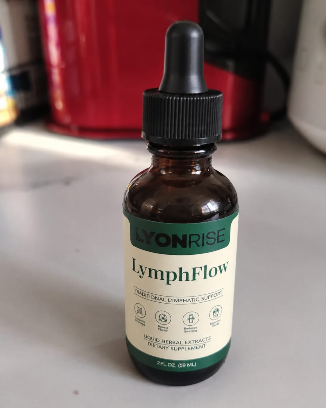 Customer photo review of LyonRise LymphFlow, טיפות לניקוז לימפתי לגברים