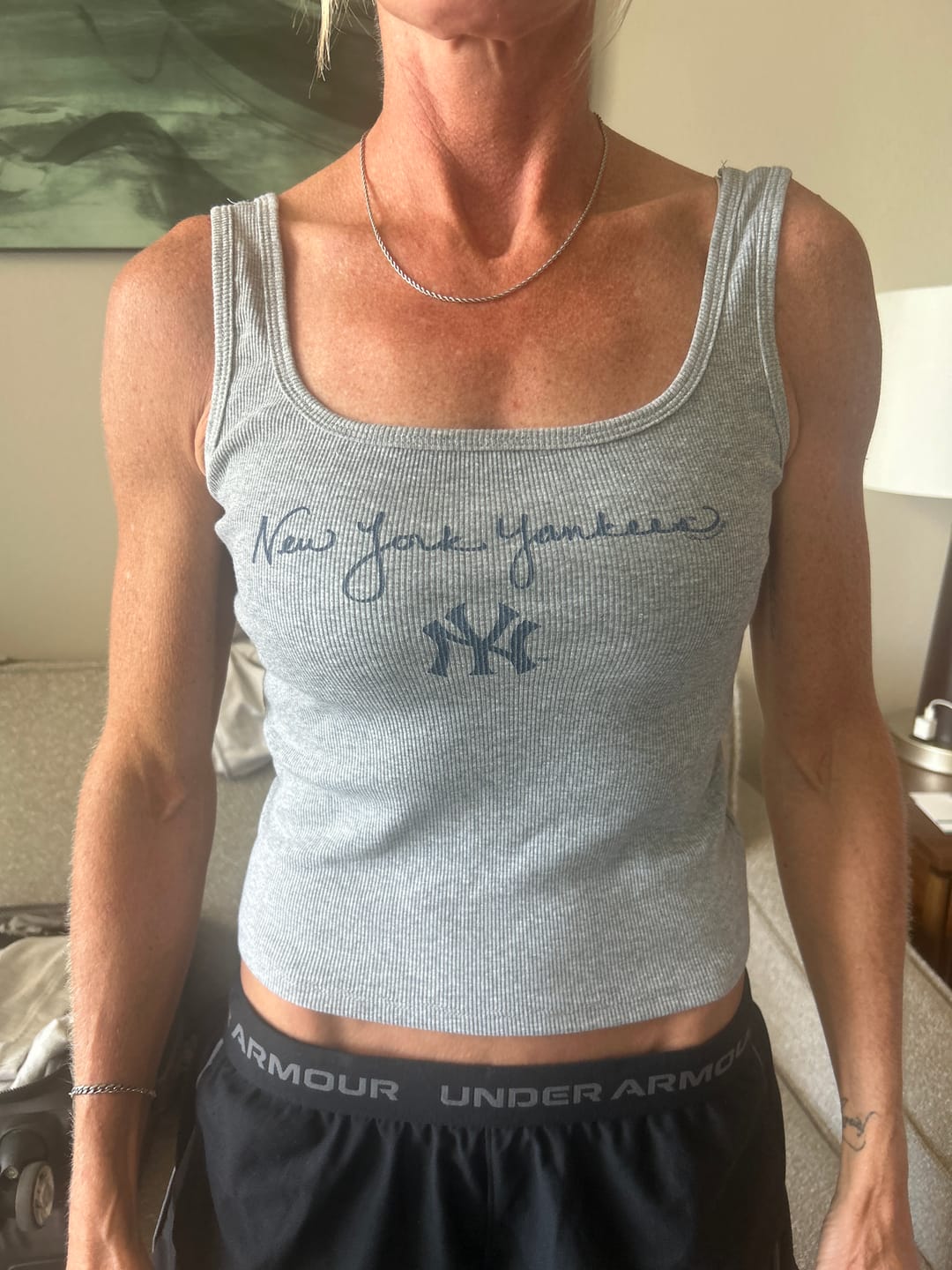 Customer photo review of New York Yankees Logo Script Emmy Tank
