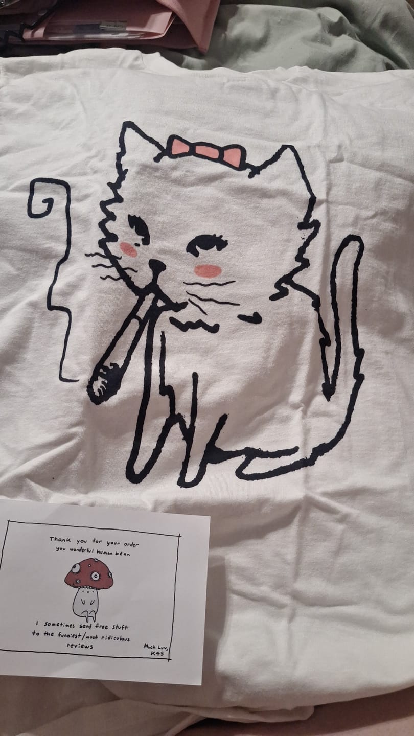 Customer photo review of MEOWBRO MYSTERY TEE