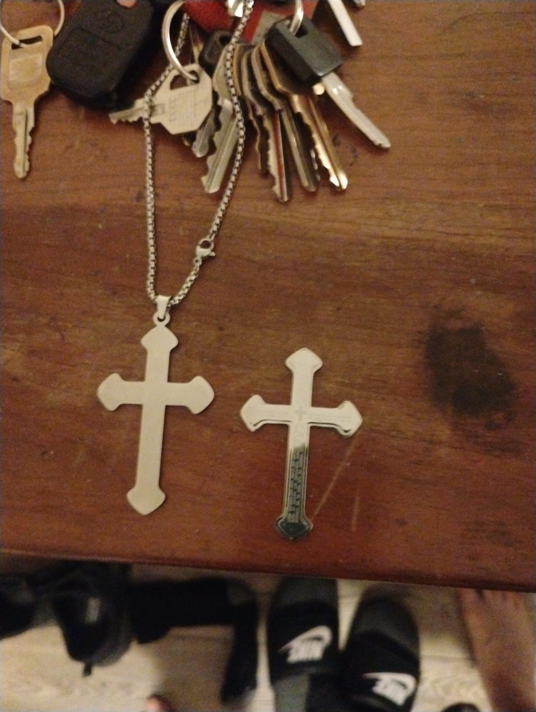 Customer photo review of Men's Lord's Prayer Cross Necklace