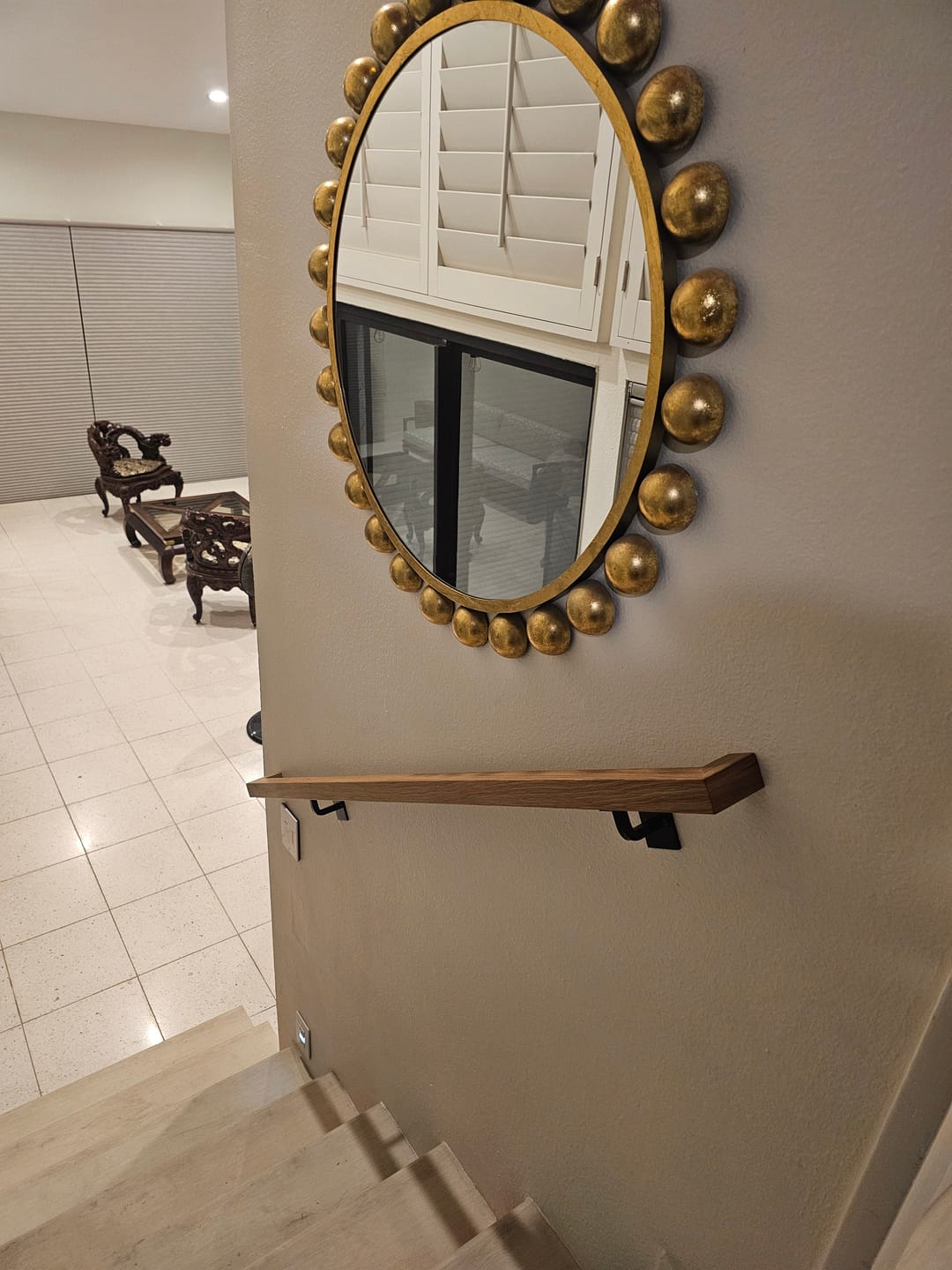 Customer photo review of White Oak Wood Handrail with Wall Return (L-Shape)