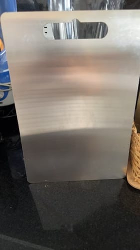 Customer photo review of Stainless Steel Cutting Board