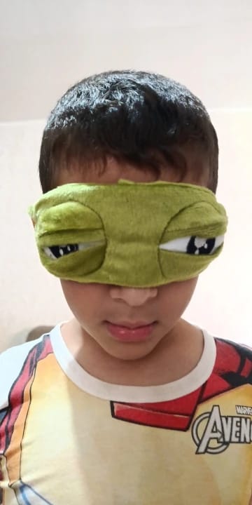 Customer photo review of Froggy's Ribbit Sleep Mask