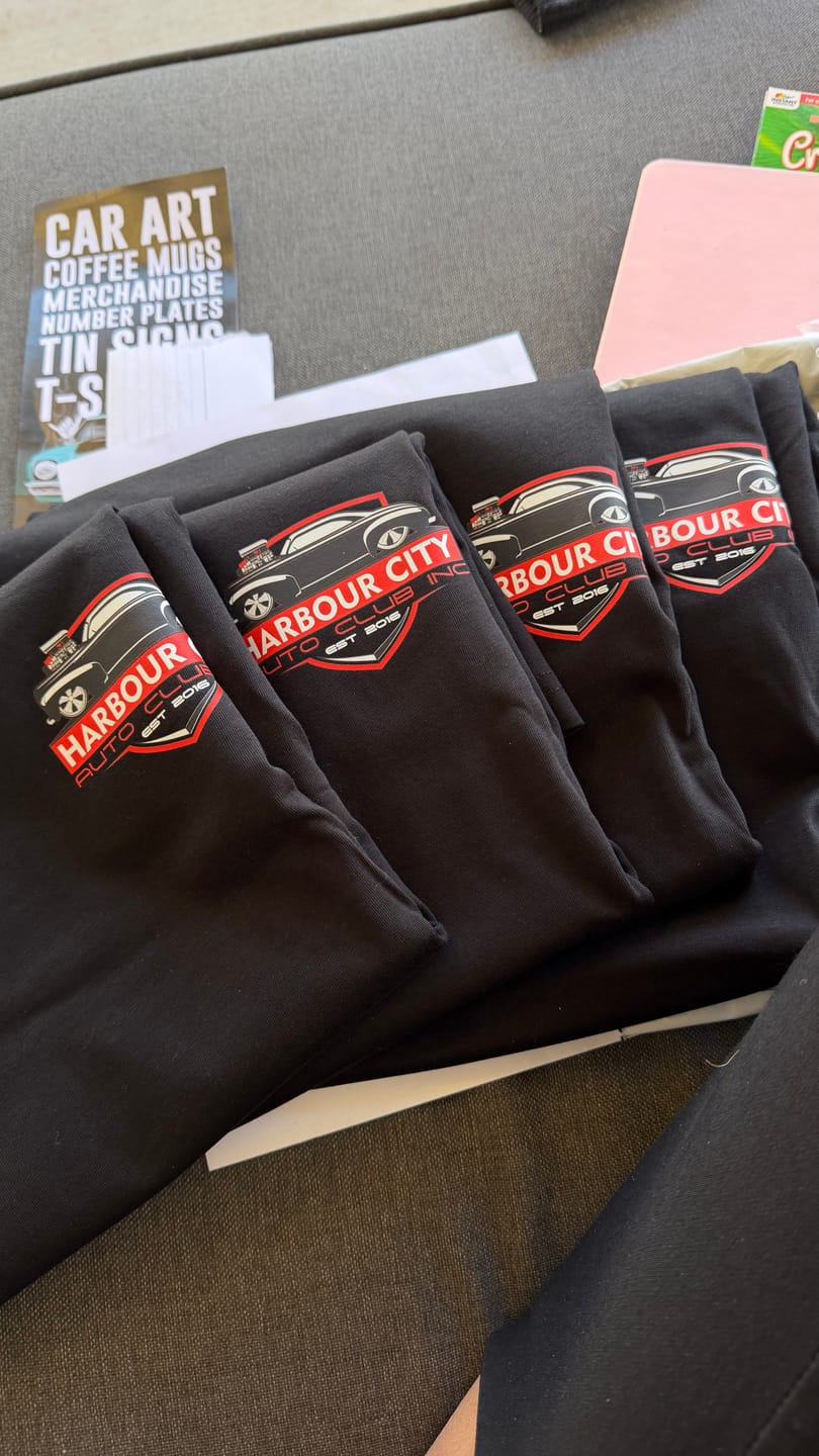 Customer photo review of Harbour City Auto Club Official Sponsors Youth T-Shirt 2026 – Black