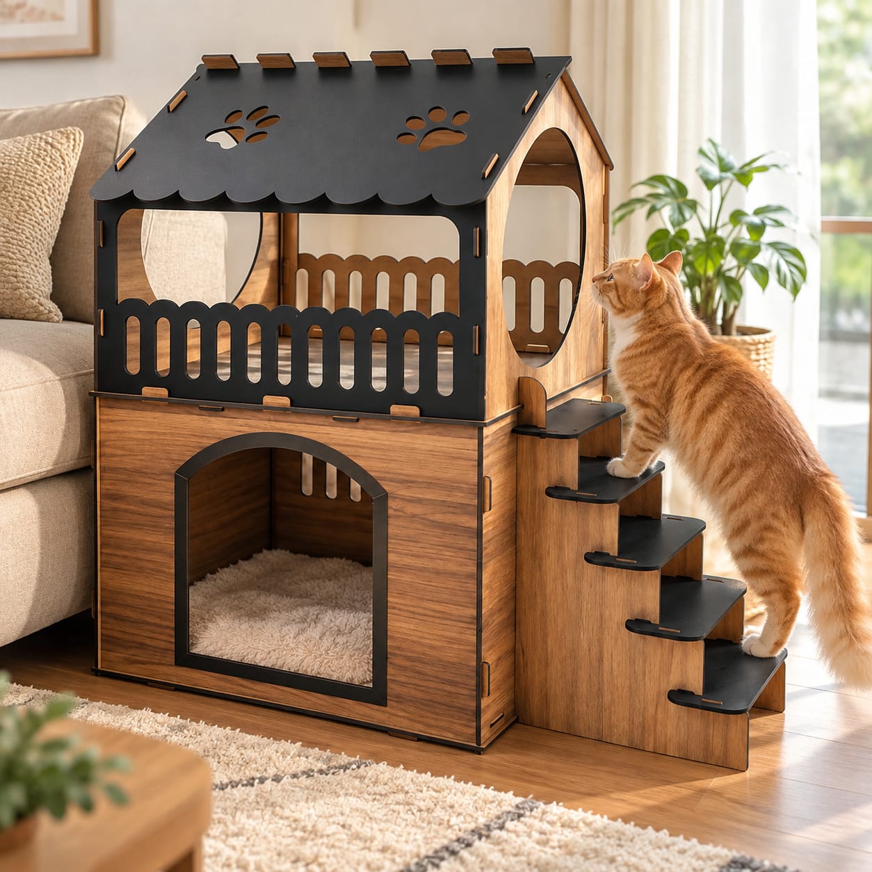 Customer photo review of Wooden Cat Villa