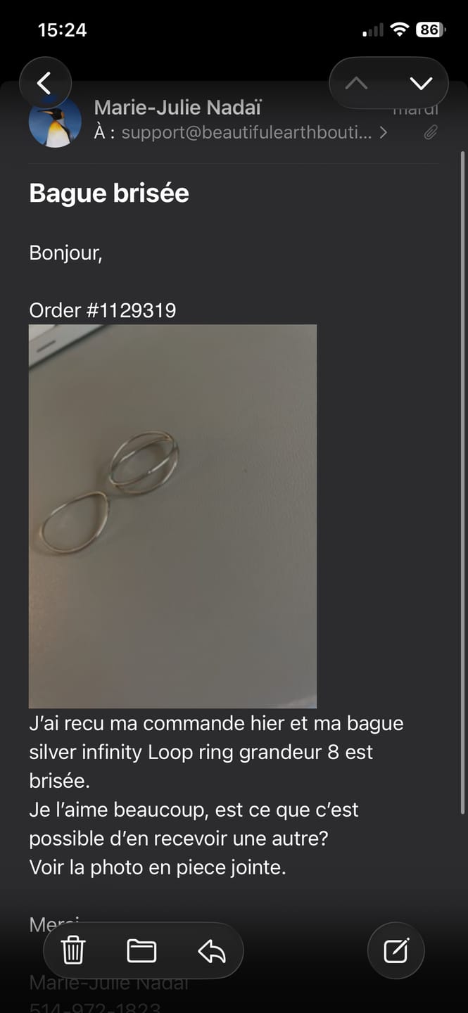 Customer photo review of Silver Infinity Loop Ring