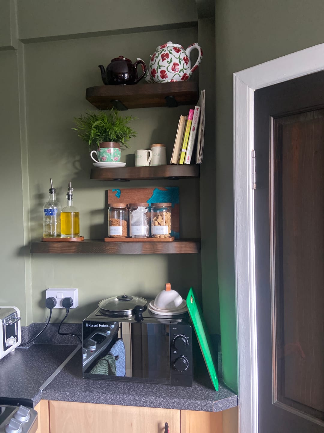 Customer photo review of Set of 3 Acacia Glass Jars Tea, Coffee and Sugar 750 ML [LABEL SLIM]
