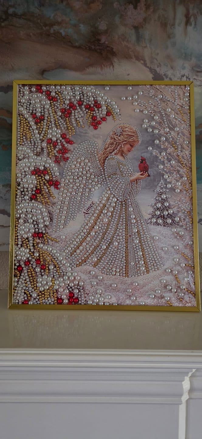 Customer photo review of Personalized 3D Pearl Art DIY Kit – Custom Name Holiday Canvas Wall Decor