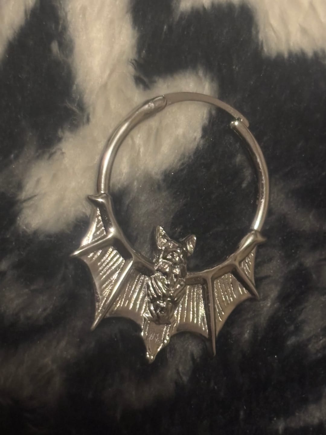 Customer photo review of BAT HOOP EARRING