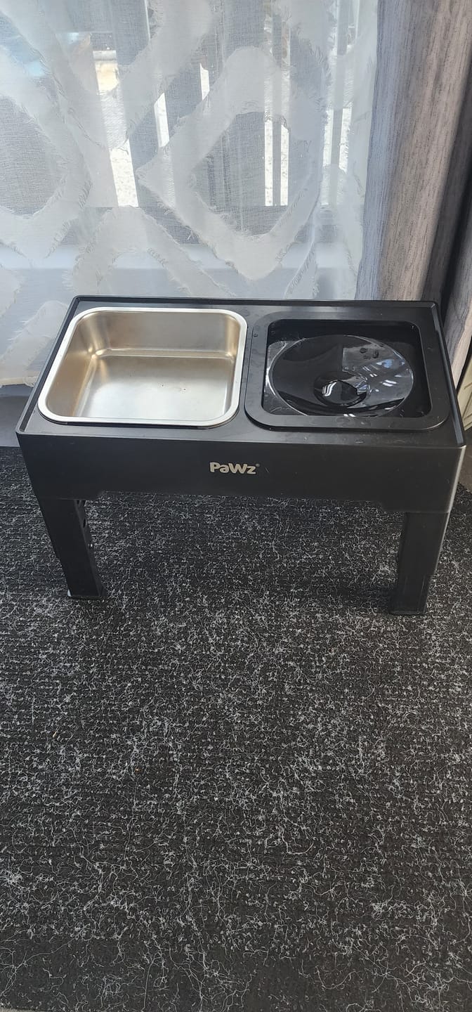 Customer photo review of Elevated Pet Feeder with Steel Non-Slip Bowl