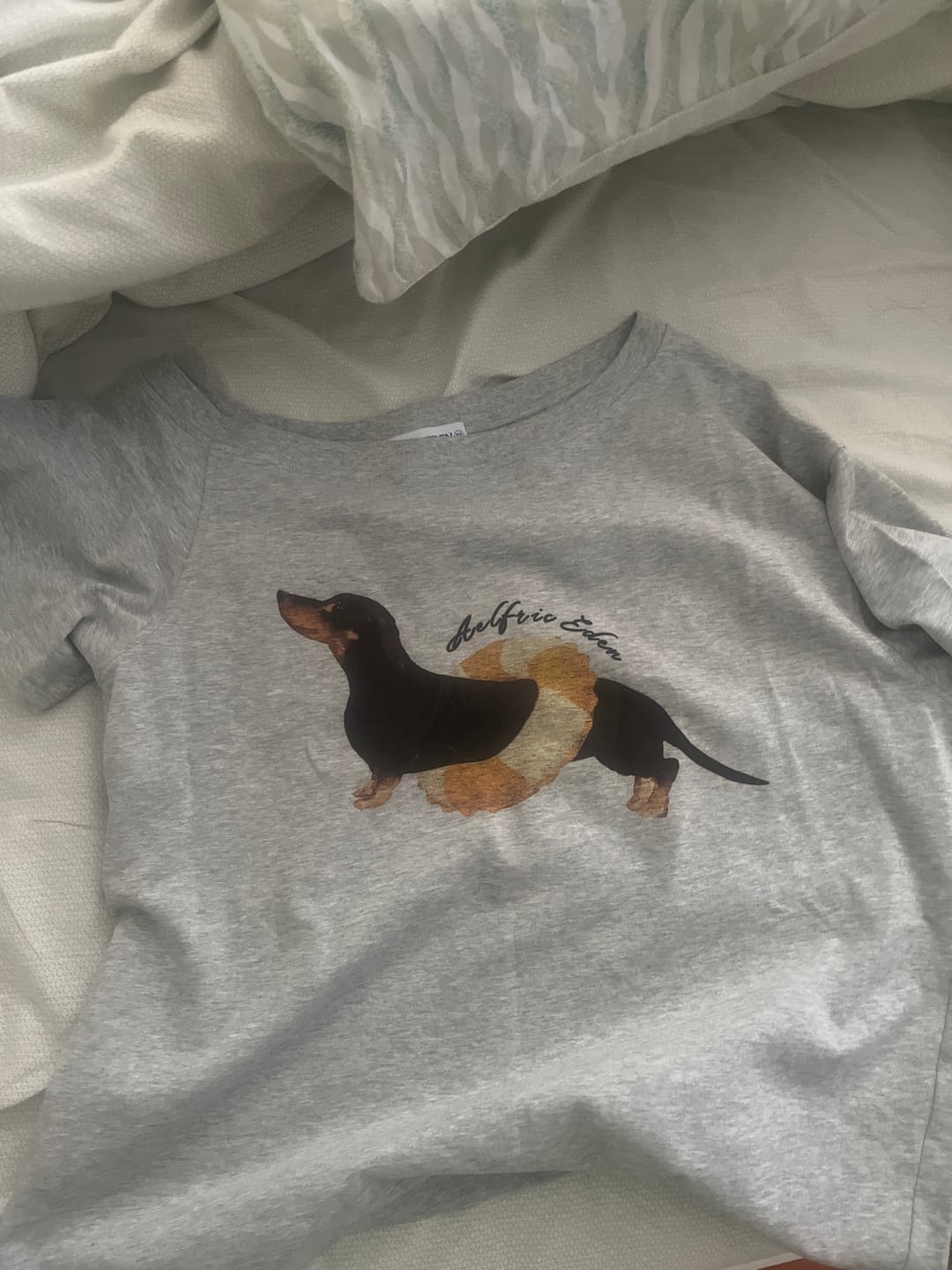 Customer photo review of Aelfric Eden Dachshund Off-The-Shoulder Tee