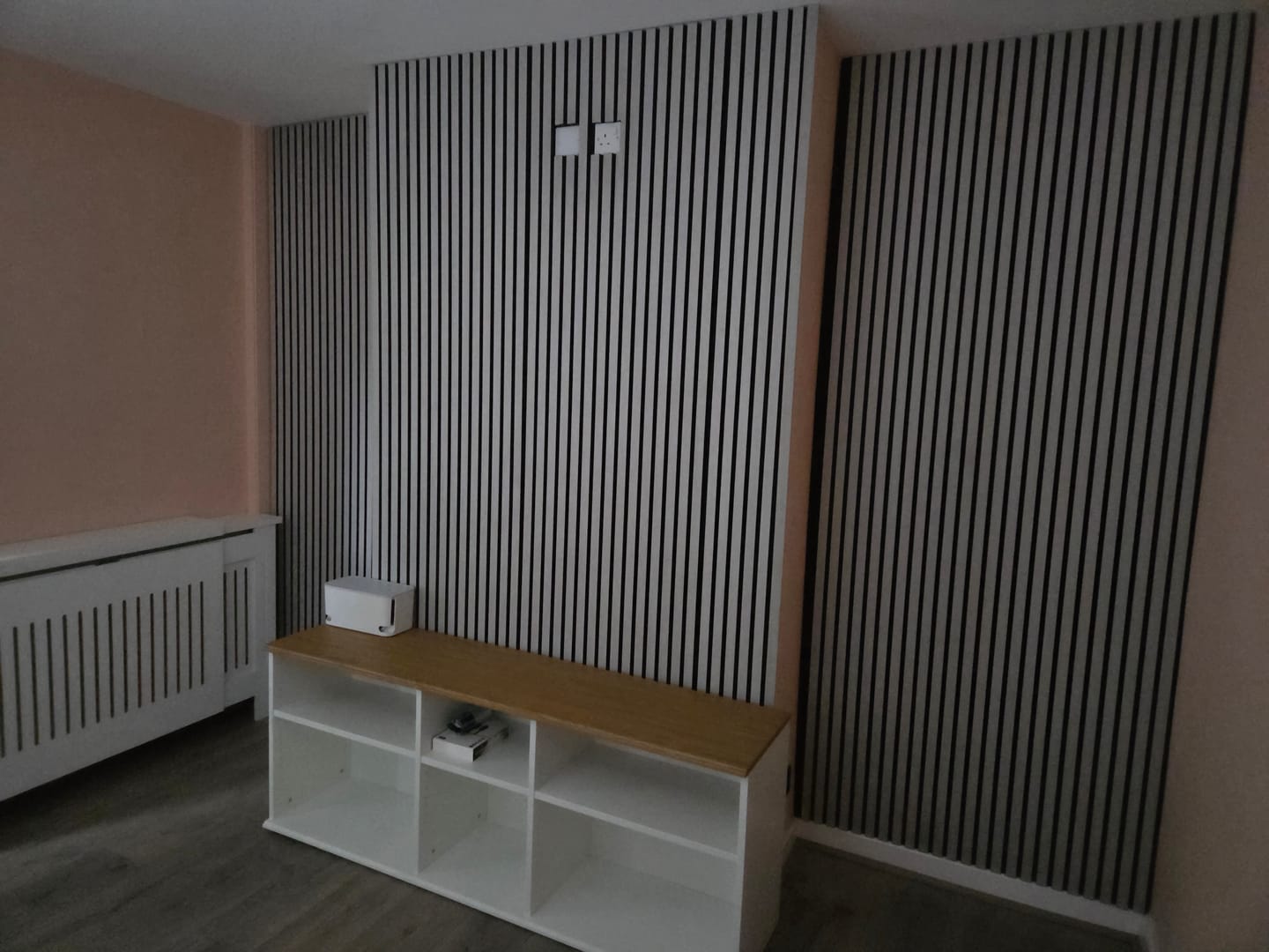 Customer photo review of Acoustic Slat Wall Panels Wooden Decorative Wall Panels Grey Oak Premium 2.4m x 0.6m