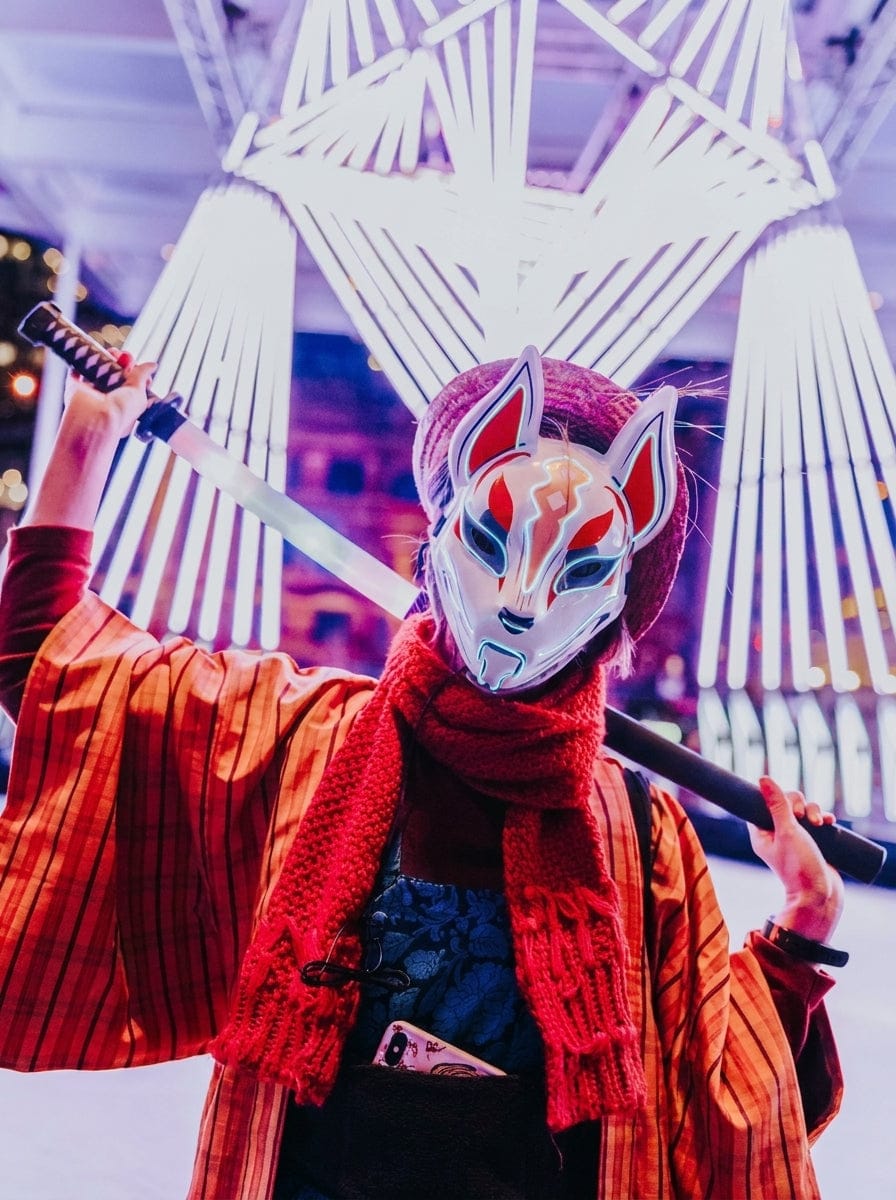 Customer photo review of Cyberpunk Kitsune Mask