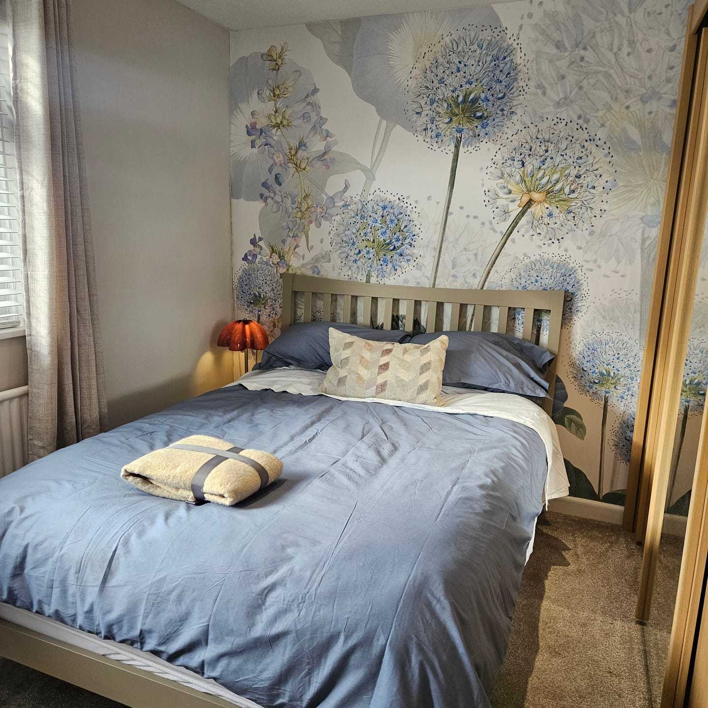 Customer photo review of Blue Wild Meadow - Blue, Green and White Watercolour Floral Wallpaper Mural