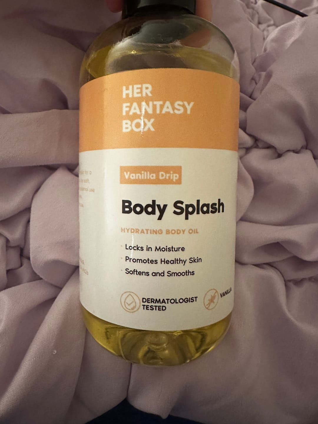 Customer photo review of Body Splash - Skin Smoothing Body Oil (Vanilla Drip)