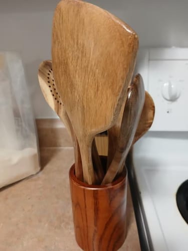 Customer photo review of Teak Kitchen Utensil Set