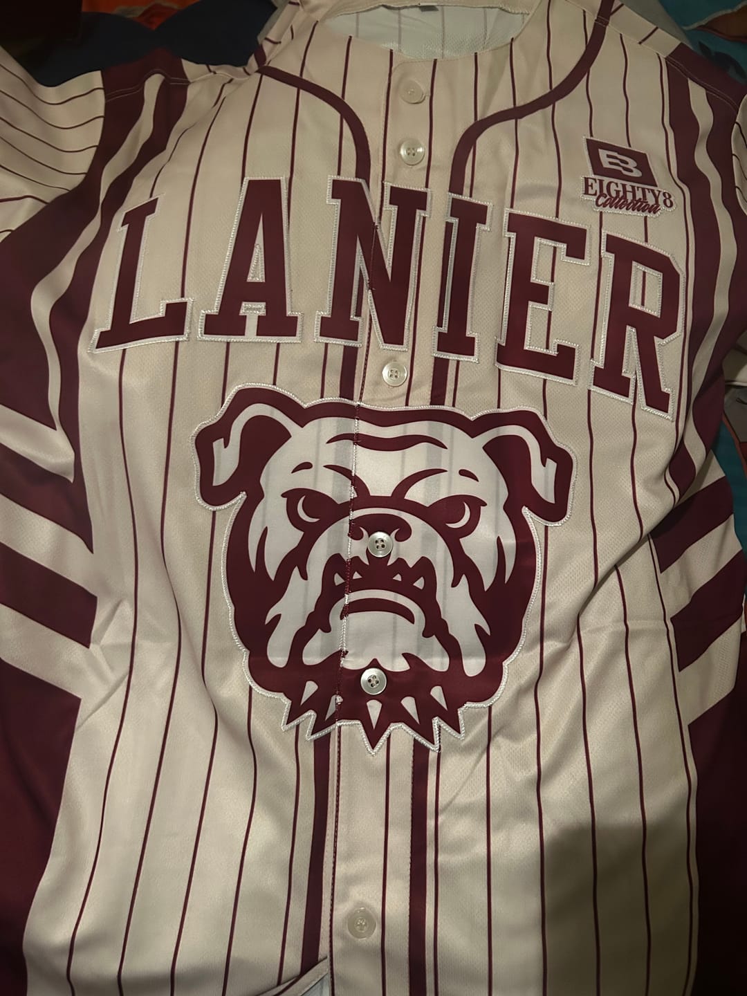 Customer photo review of Custom Cream Red-Navy Classic Style Authentic Baseball Jersey