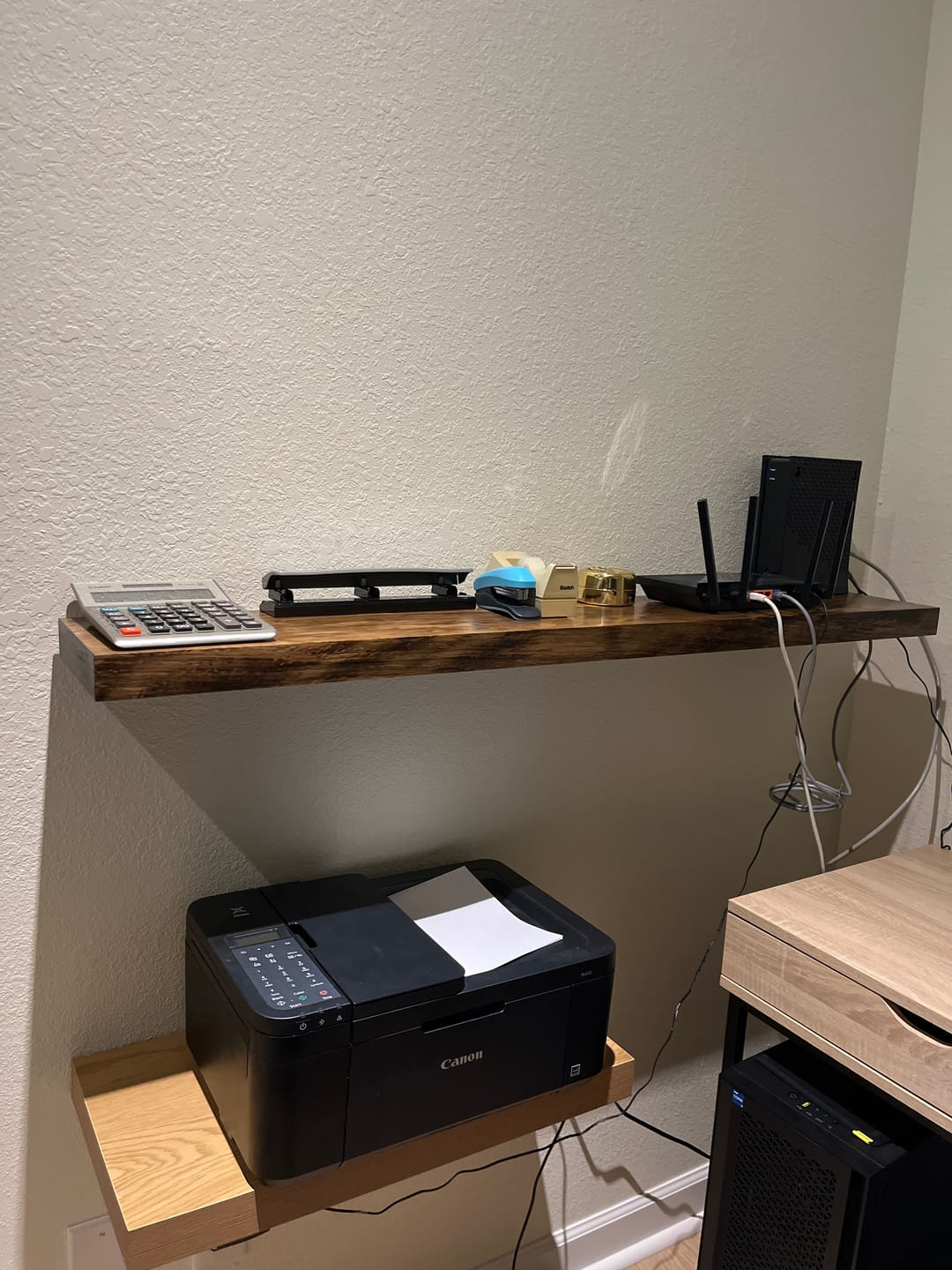 Customer photo review of Rustic Pine Floating Shelves