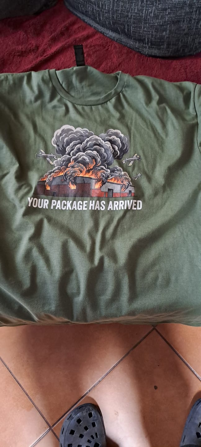 Customer photo review of Your Package Has Arrived T-Shirt