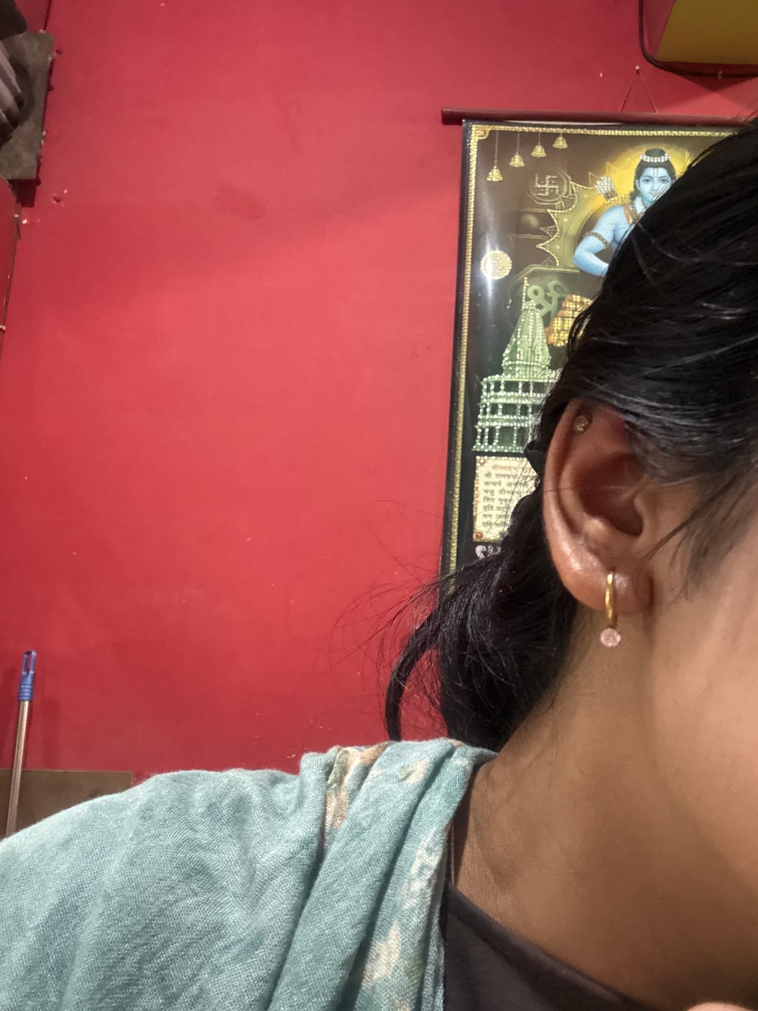 Customer photo review of Athena Solitaire Hoop Earrings