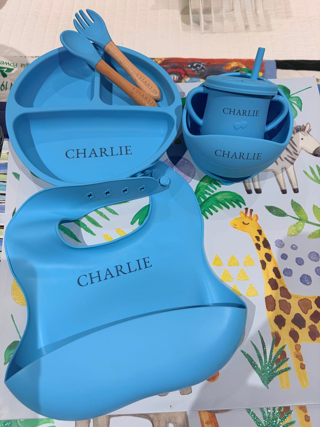 Customer photo review of Noah + Nori™ Personalized Baby Feeding Set