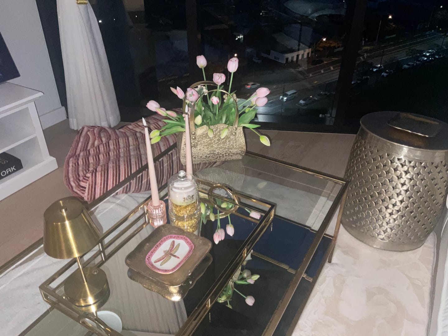 Customer photo review of Nicole Handbag Planter, Antique Gold Star-Embossed Metal 29cm