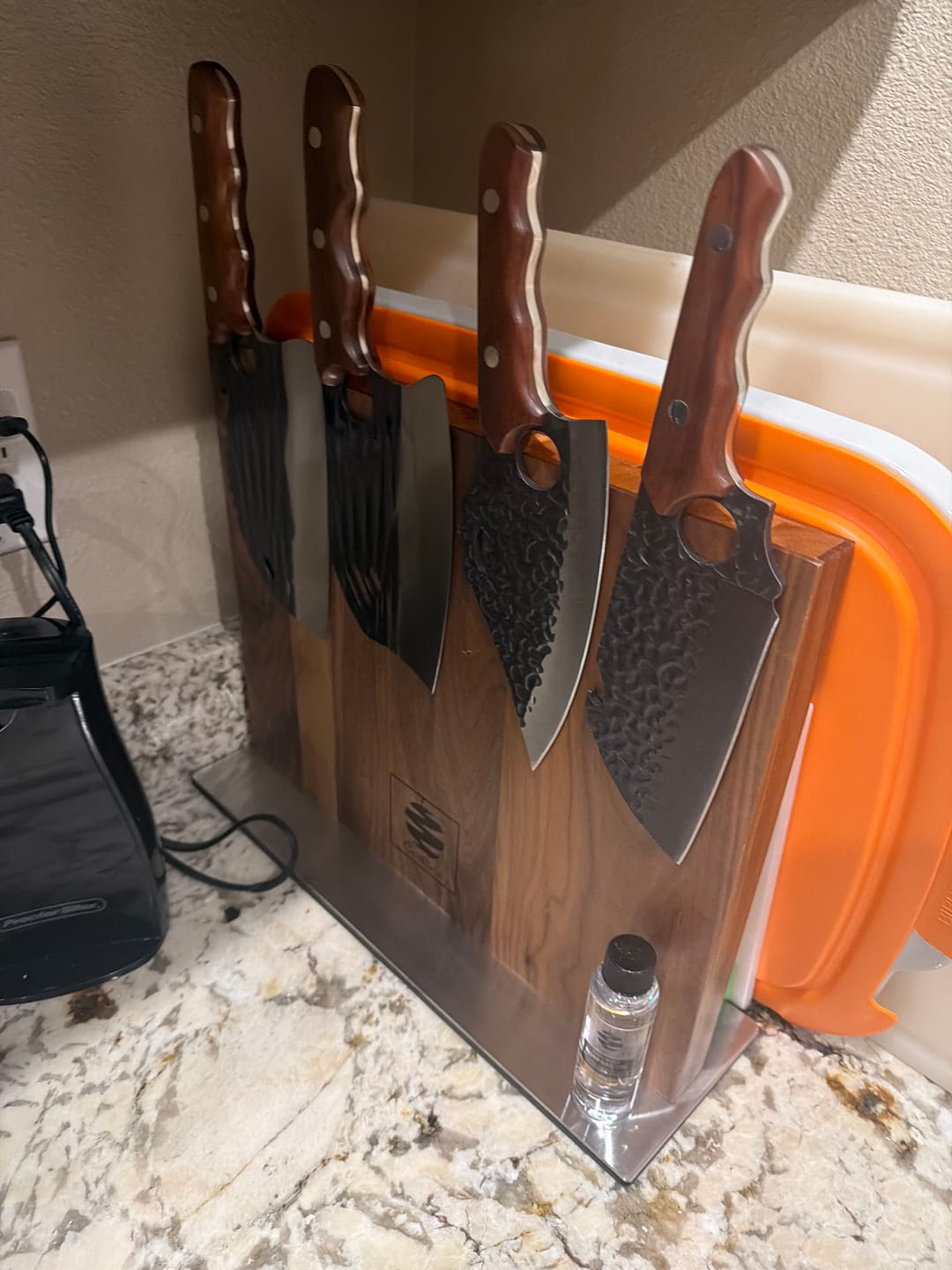 Customer photo review of FREE Walnut Magnetic Knives Holder