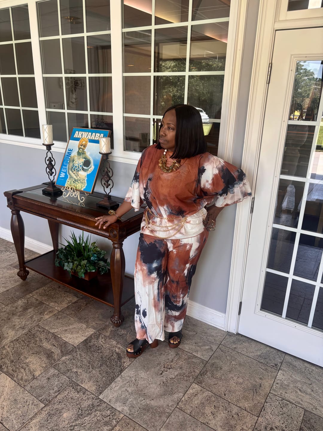 Customer photo review of Sahara Sands Loose Print Top and Pants Set