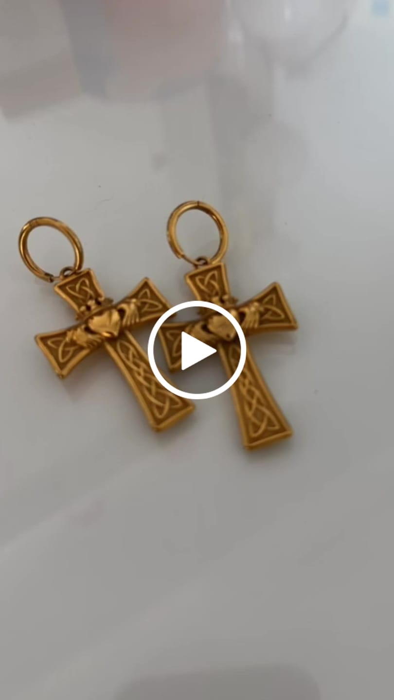 Customer video review of Cross Claddagh Earrings