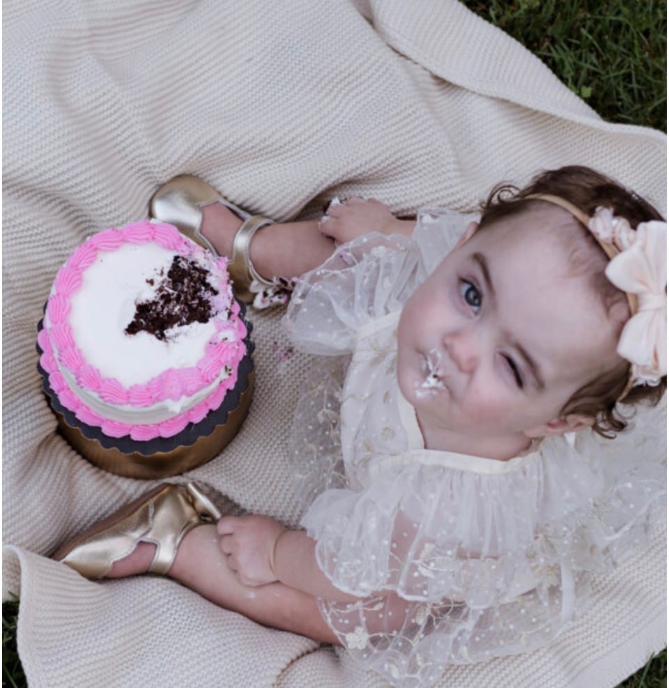 Customer photo review of MOOVES Céleste Belle – Gold Soft‑Sole Baby Shoes