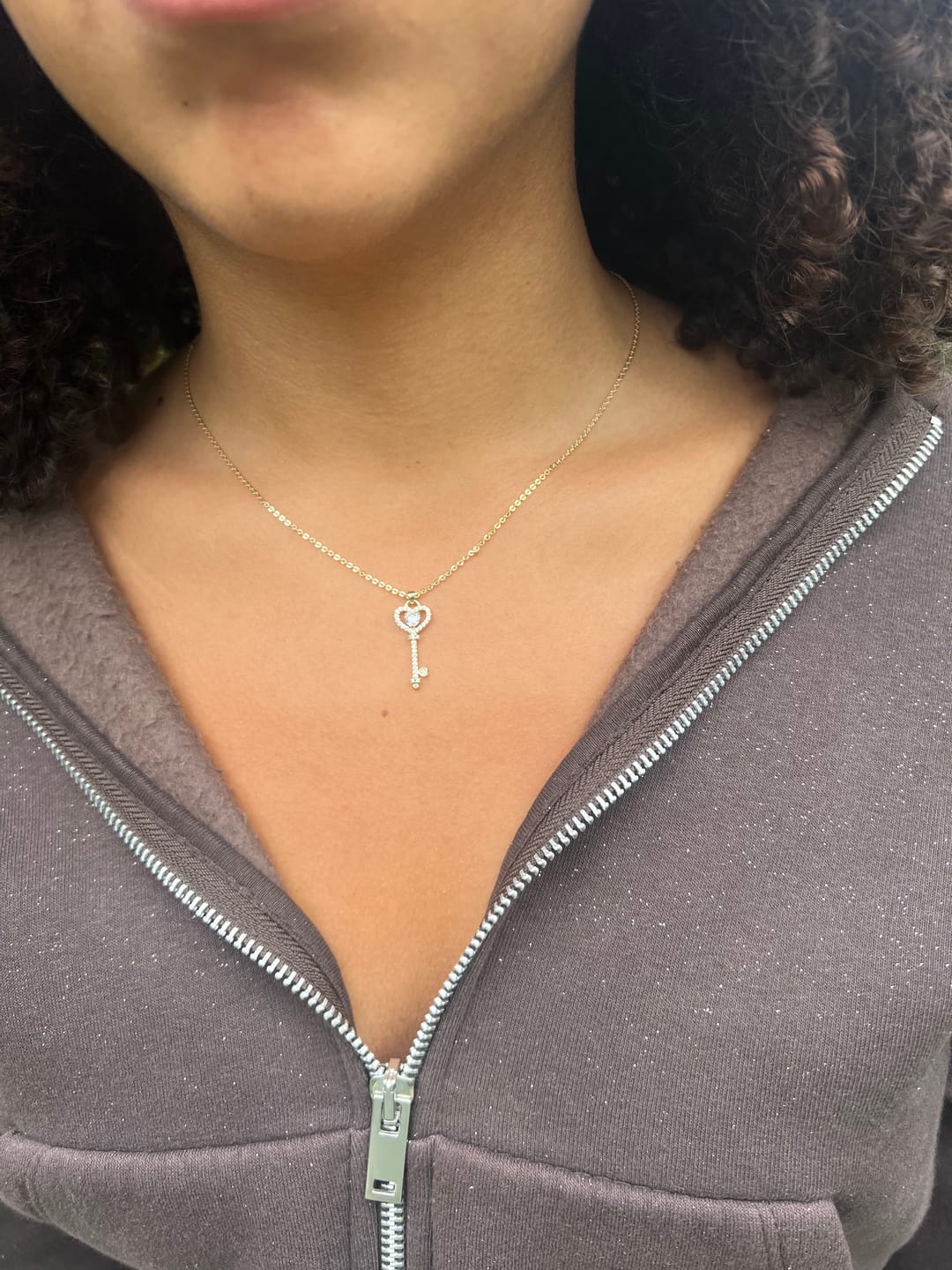 Customer photo review of Secret Heart Key Necklace - 14K Gold Plated Eco-Brass