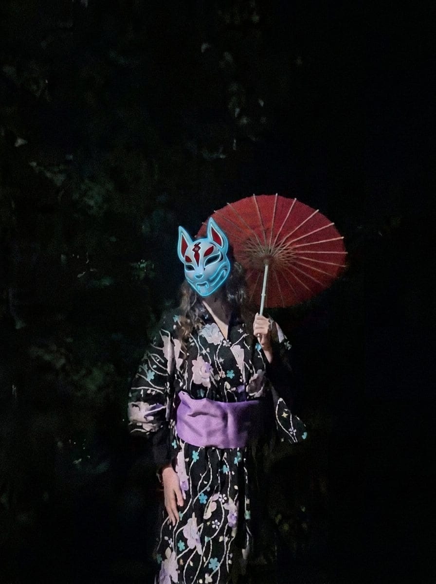 Customer photo review of Cyberpunk Kitsune Mask