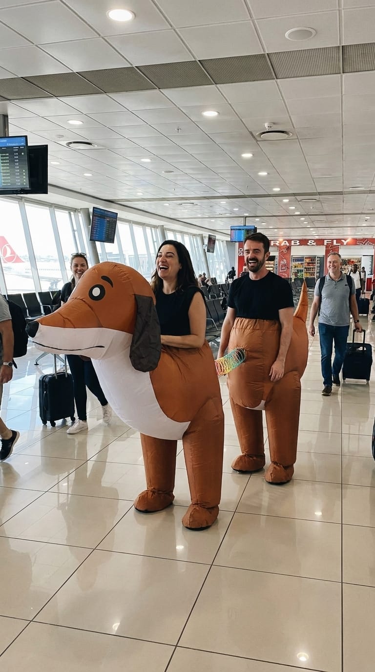 Customer photo review of Inflatable Spring Dog Costume