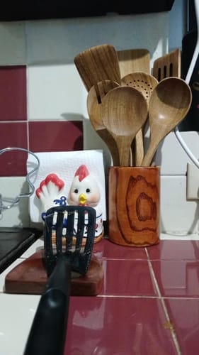 Customer photo review of Teak Kitchen Utensil Set
