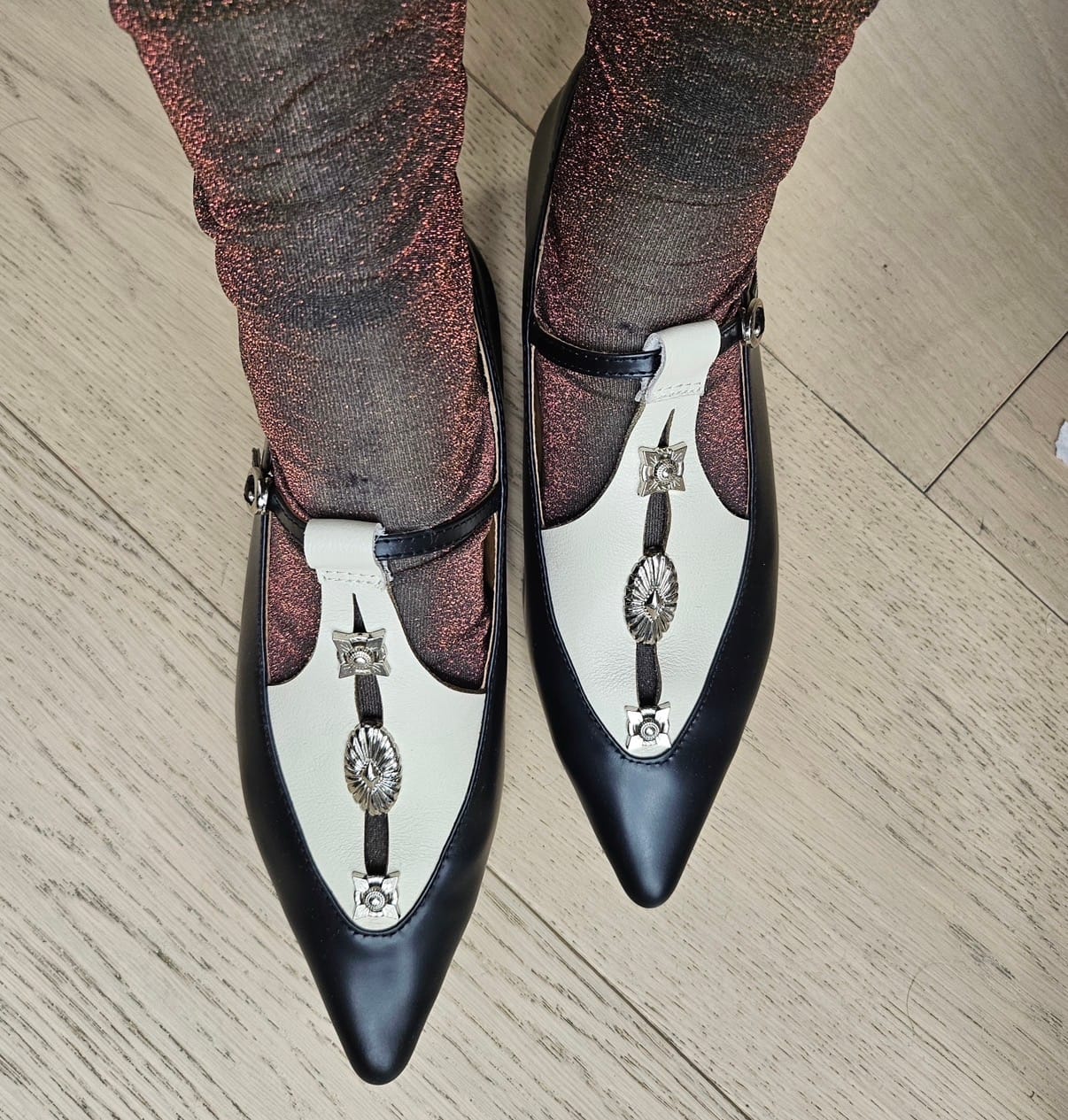 Customer photo review of Alicent | Pointed Toe Metal Pierce Mary Jane Flats
