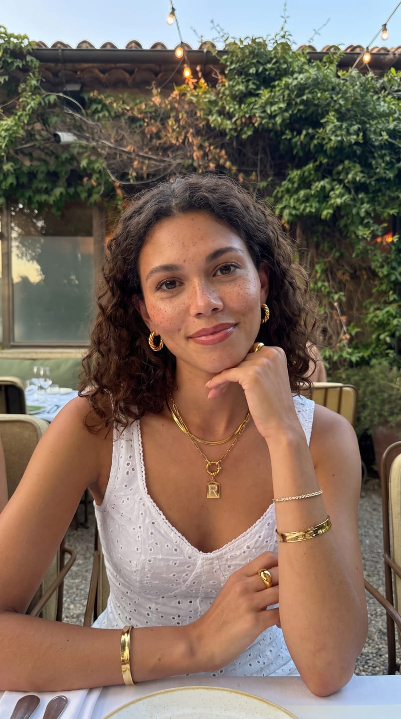 Customer photo review of Pavé Letter Pendant Necklace