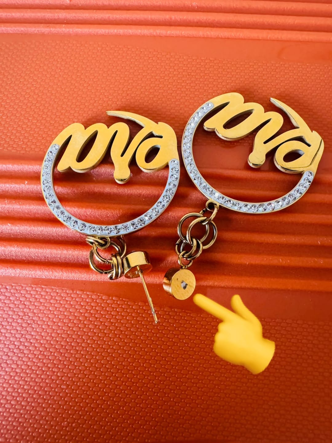 Customer photo review of Gold Diva Drop Earrings