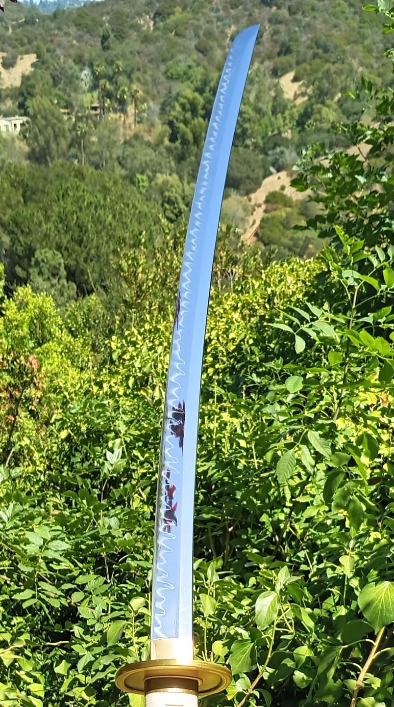 Customer photo review of Wado Ichimonji Zoro Katana One Piece T10 Steel Mirror Finish