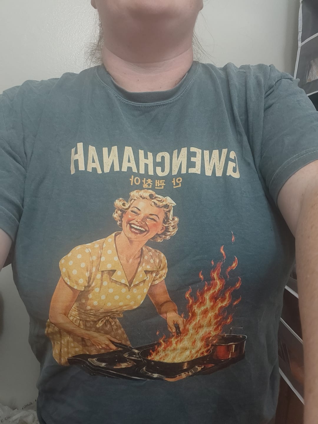 Customer photo review of GWENCHANAH Retro Funny Korean T-Shirt
