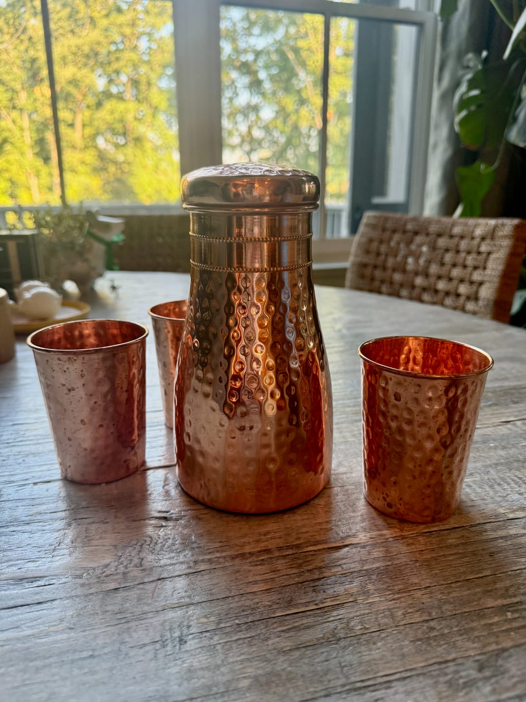 Customer photo review of Artisan Hammered Copper Glass Set