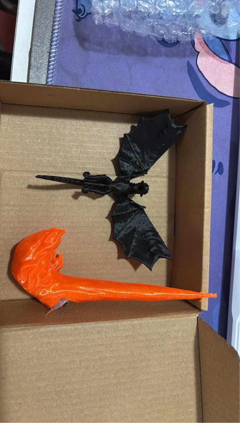 Customer photo review of NightFire Flying Dragon LED Lamp – 3D Printed Glowing Desk & Room Decor
