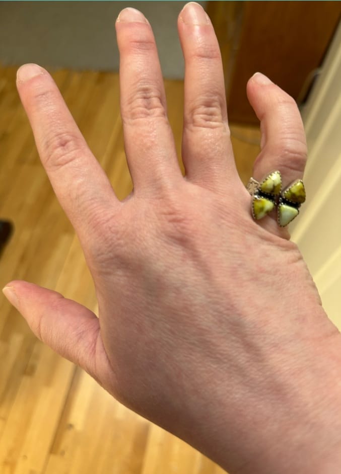 Customer photo review of Southwestern Style Palomino Turquoise Ring Size 6 Adjustable (.925 Sterling Silver)