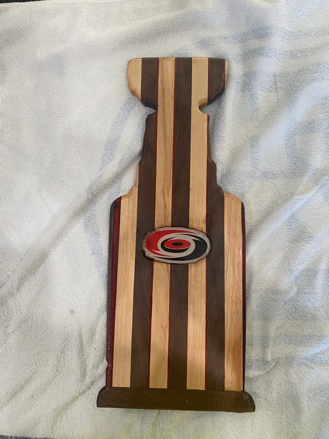 Customer photo review of 18.0x8.5" Stanley Cup Hockey Trophy Board & Bottle Opener Acrylic Router Template