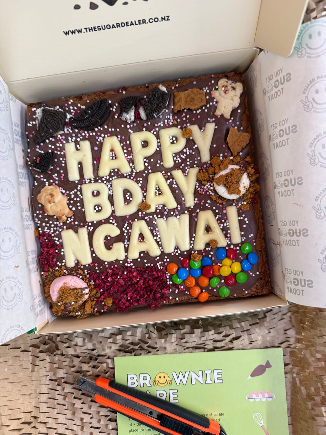 Customer photo review of Custom message loaded brownie