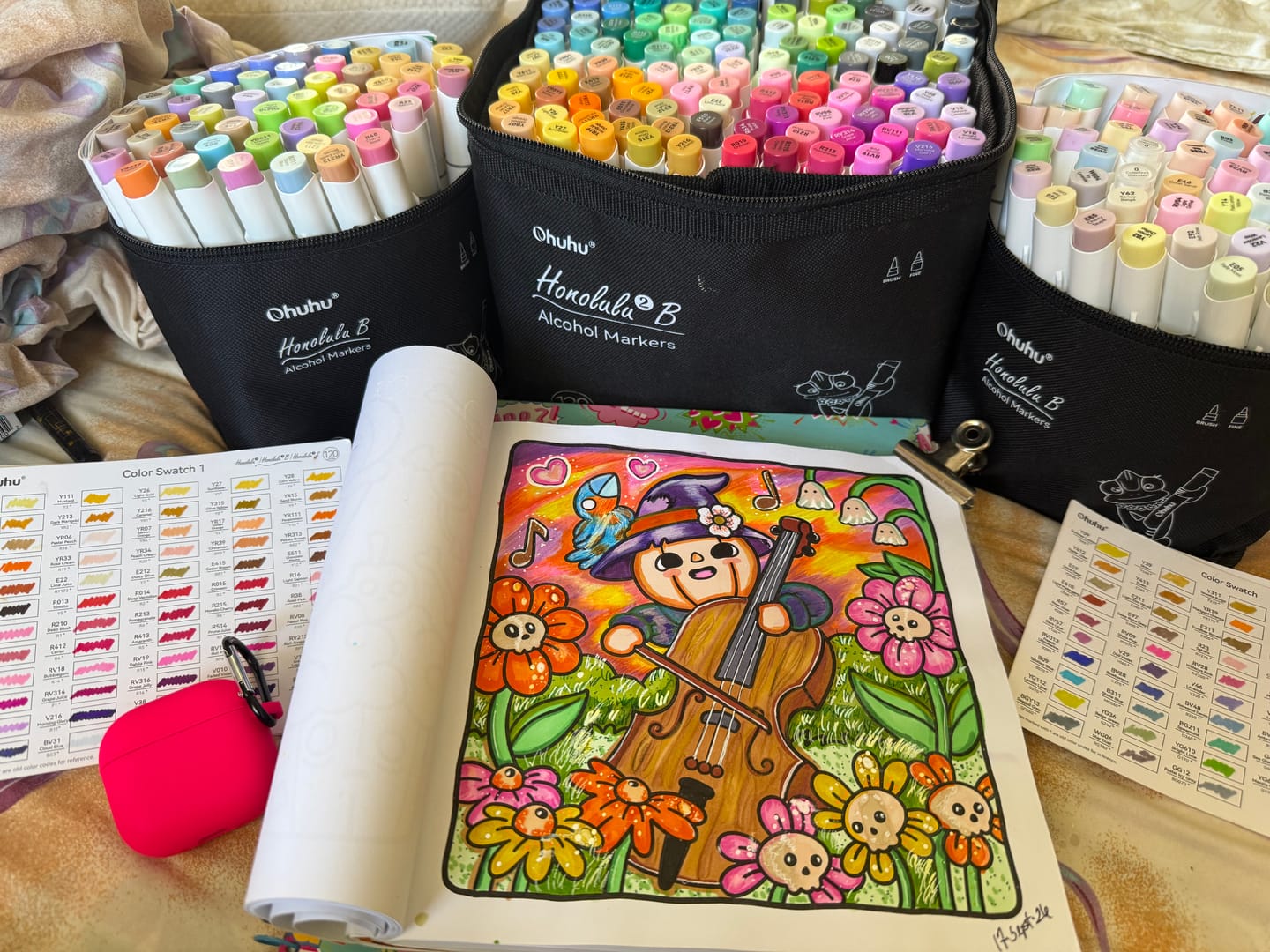 Customer photo review of Ohuhu Honolulu 120 Colors Dual Tips Alcohol Art Markers (New Color Codes)