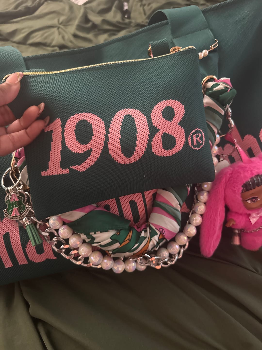 Customer photo review of Bag-1908 Knit Crossbody Green