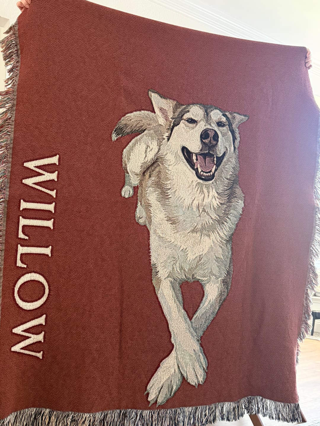 Customer photo review of Custom Heirloom Pet Throw Blanket